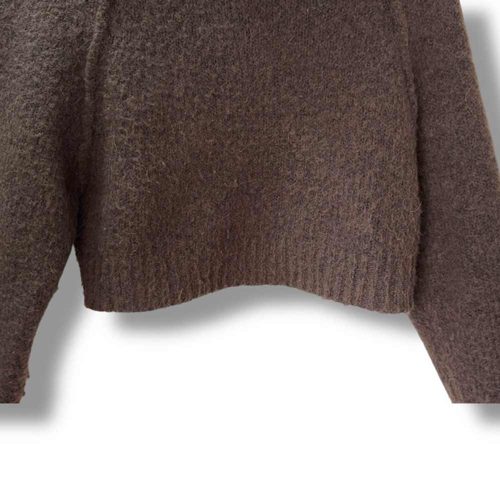 ZARA | EUC Wool Blend Soft Brown Cropped Turtleneck Sweater (size S) - Picture 5 of 12